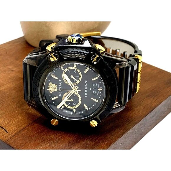 Versace Men's Watch VEZ700421 Icon Active Swiss Quartz Chronograph Gold … - Picture 8 of 14